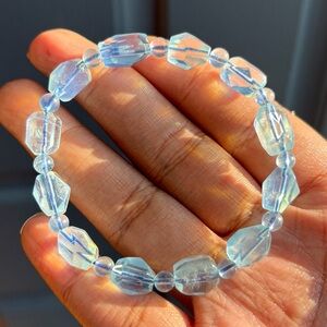 High Grade Aquamarine Faceted Crystal Bracelet 8-9mm
